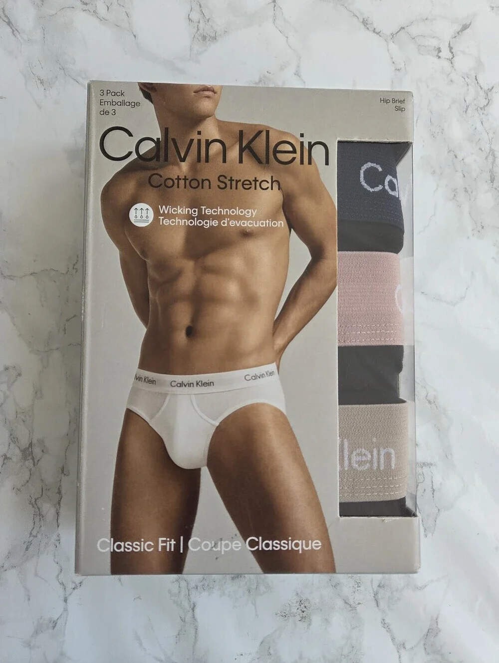 3 Calvin Klein Men's Underwear Cotton Stretch 3-Pack Hip Brief, Black XXL